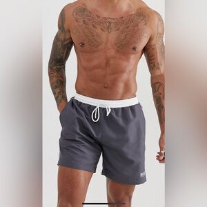 BOSS Star Fish swim shorts in dark gray